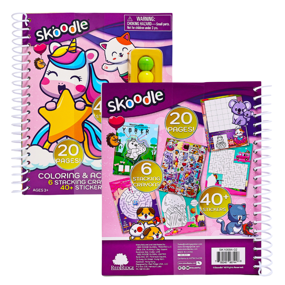 Skoodle - Coloring & Activity Book With 6 Stacking Crayons - Multicolor
