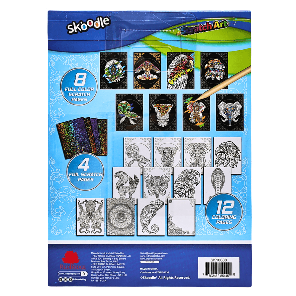Skoodle Scratch Art Pages With Scraper Set - Multicolor