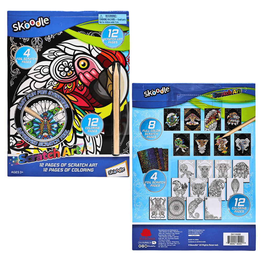 Skoodle Scratch Art Pages With Scraper Set - Multicolor