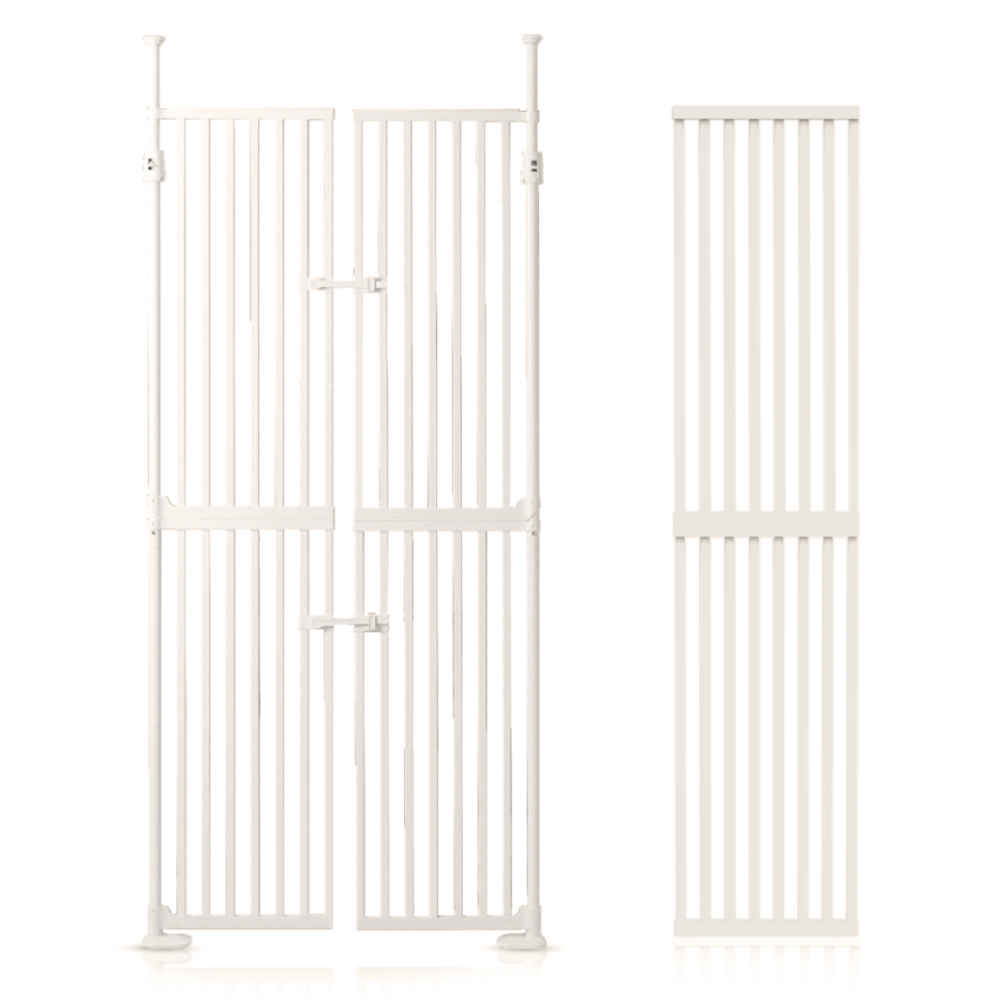 Baby Safe Extra Tall Dual Door Metal Safety Gate with 40cm Extension W85-122cm, H190-250cm - White