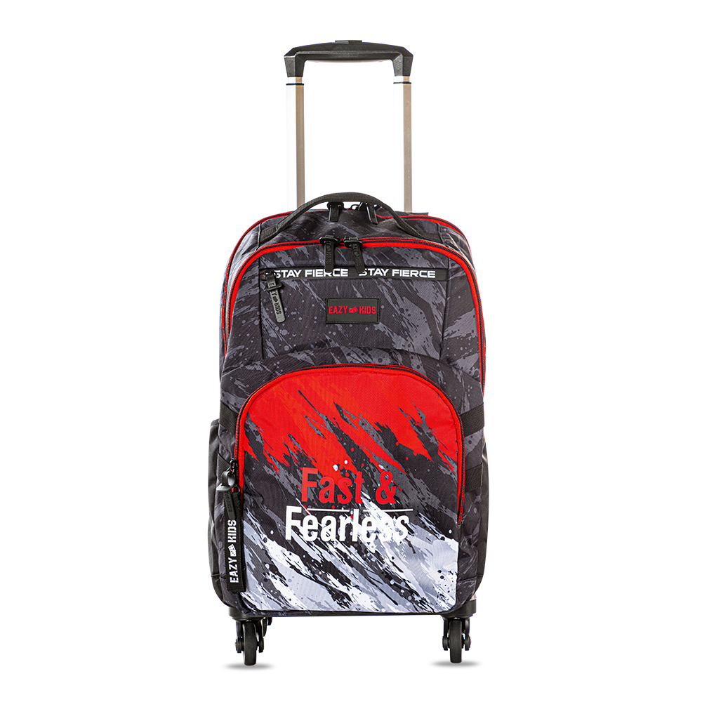 إيزي كيدز - طقم شنطة ظهر مدرسية وعربة - فاست آند فيرلس أسود - قطعتان - ٢٠ إنش/٥١ سم