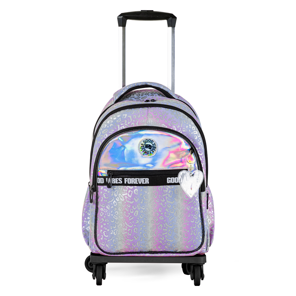Eazy Kids - Girl's Backpack with Trolley, Pencil Case & Lunch Bag Set - Good Vibes