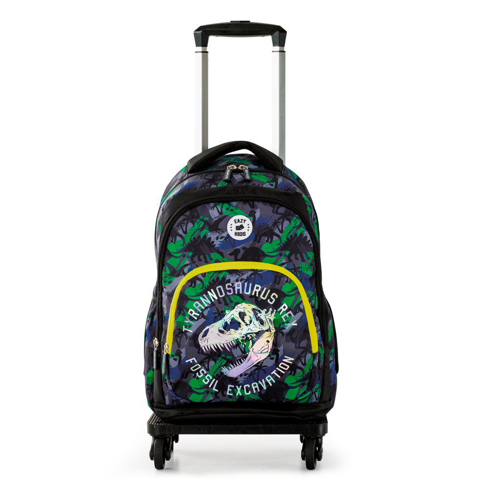 Eazy Kids - Boy's Backpack with Trolley, Pencil Case & Lunch Bag Set - T-Rex