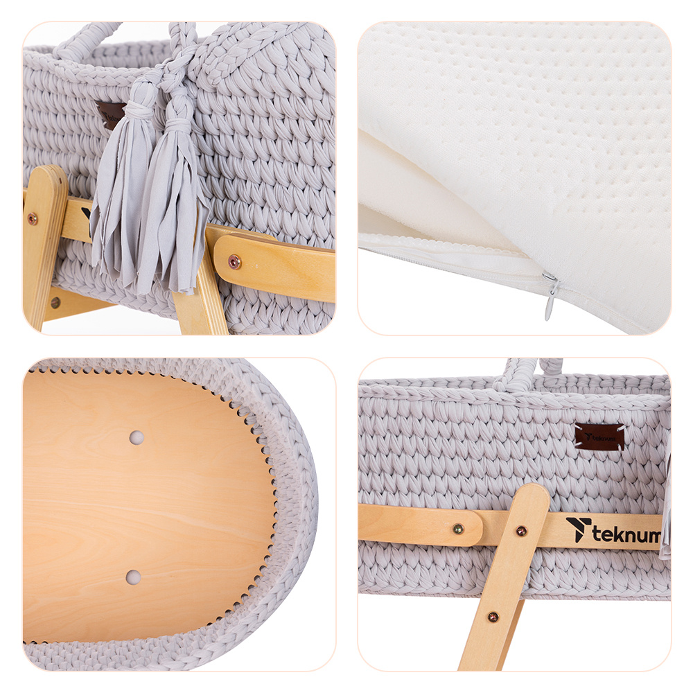 تكنوم - سلة موسى بحبل مع حامل - متعدد الألوان