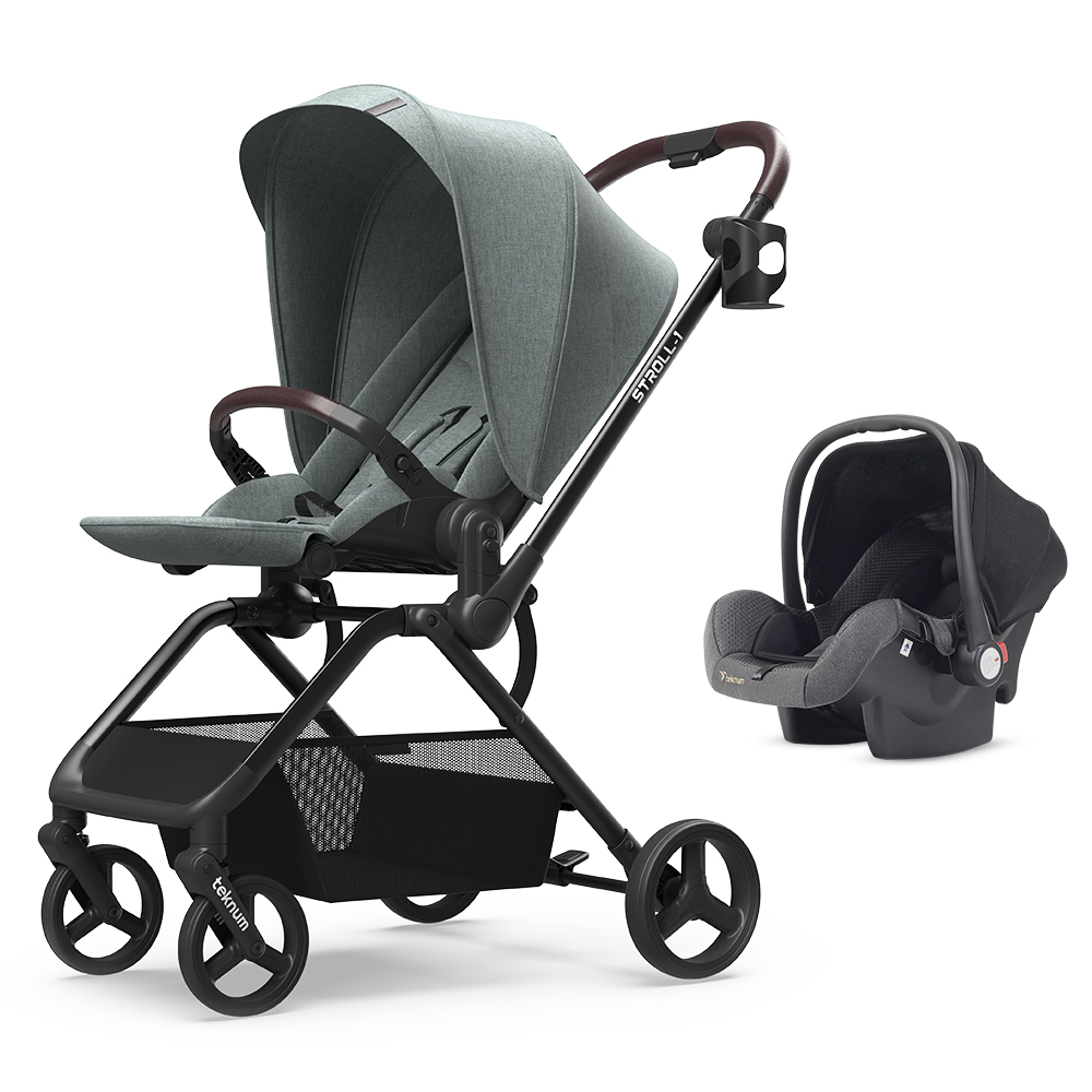 Teknum - Stroll-1 Travel System With Reversible Stroller And Baby Car Seat - Olive