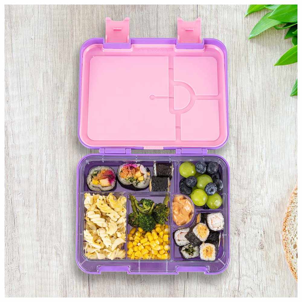 Eazy Kids - Personalized 4/6 Convertible Bento Lunch Box Set - Butterfly Purple 