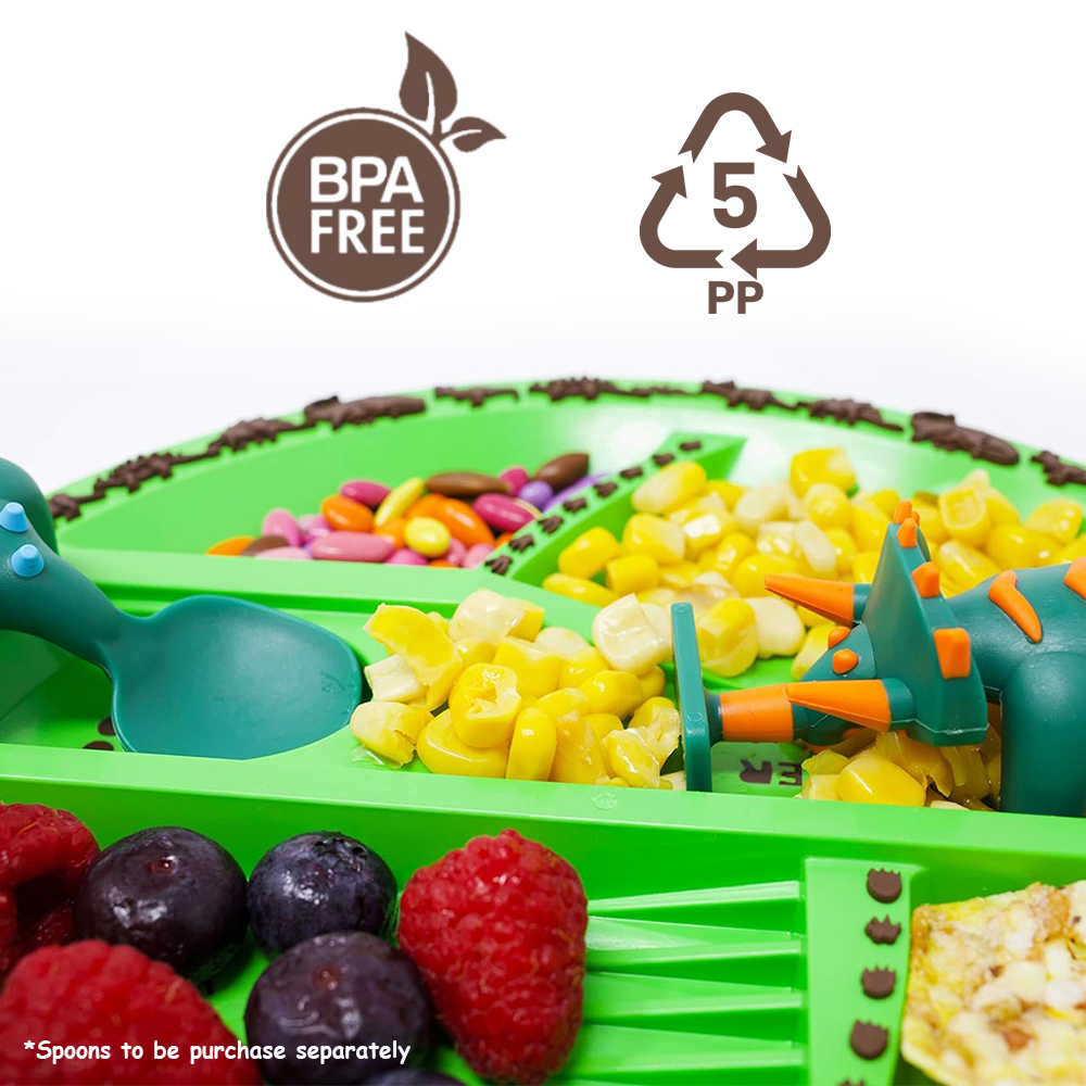 إيزي كيدز - صحن طعام - ديناصور - أخضر