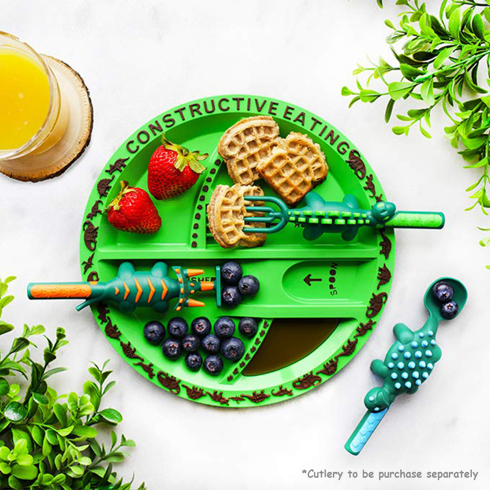 إيزي كيدز - صحن طعام - ديناصور - أخضر