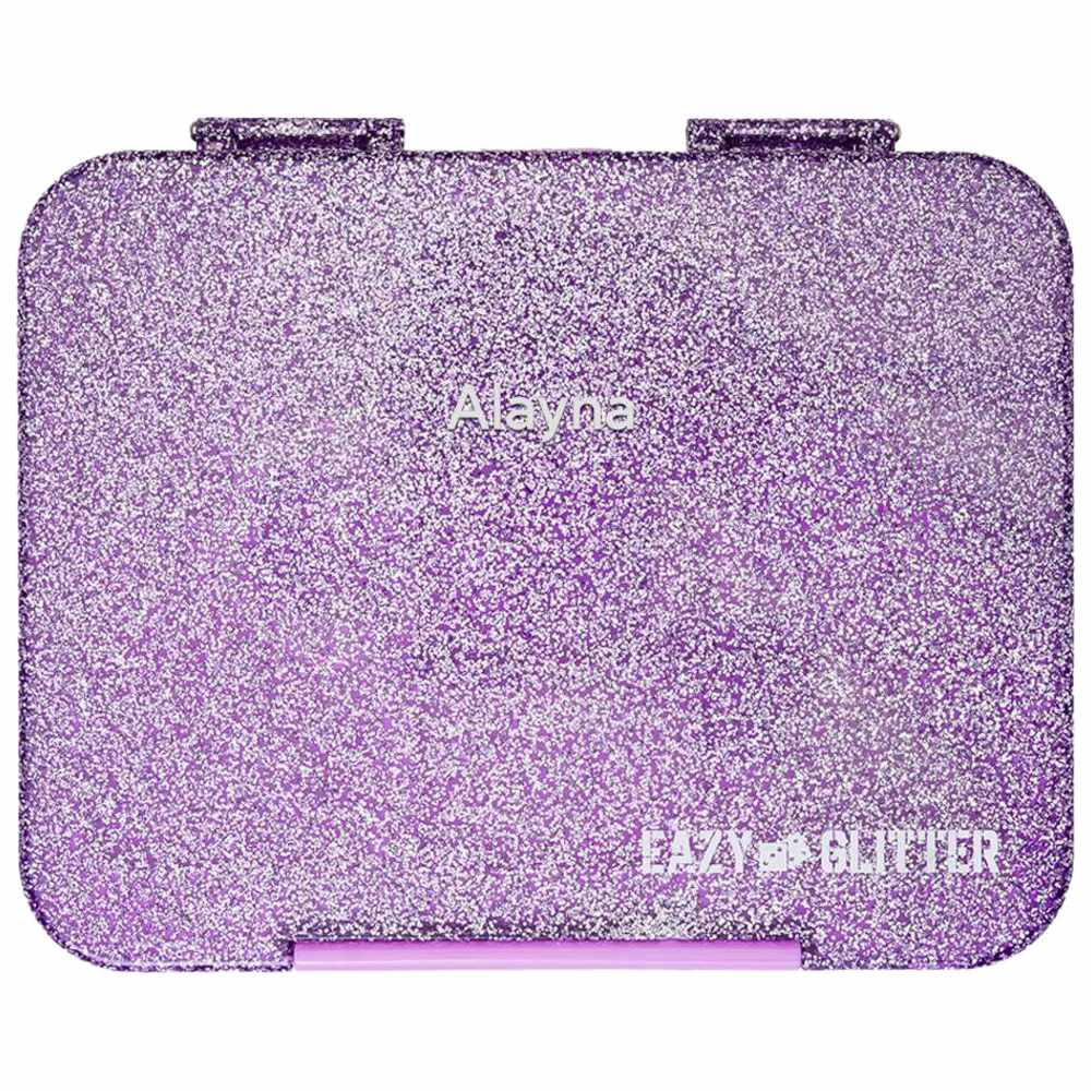 Eazy Kids - Personalized 4/6 Convertible Bento Lunch Box - Glitter Purple