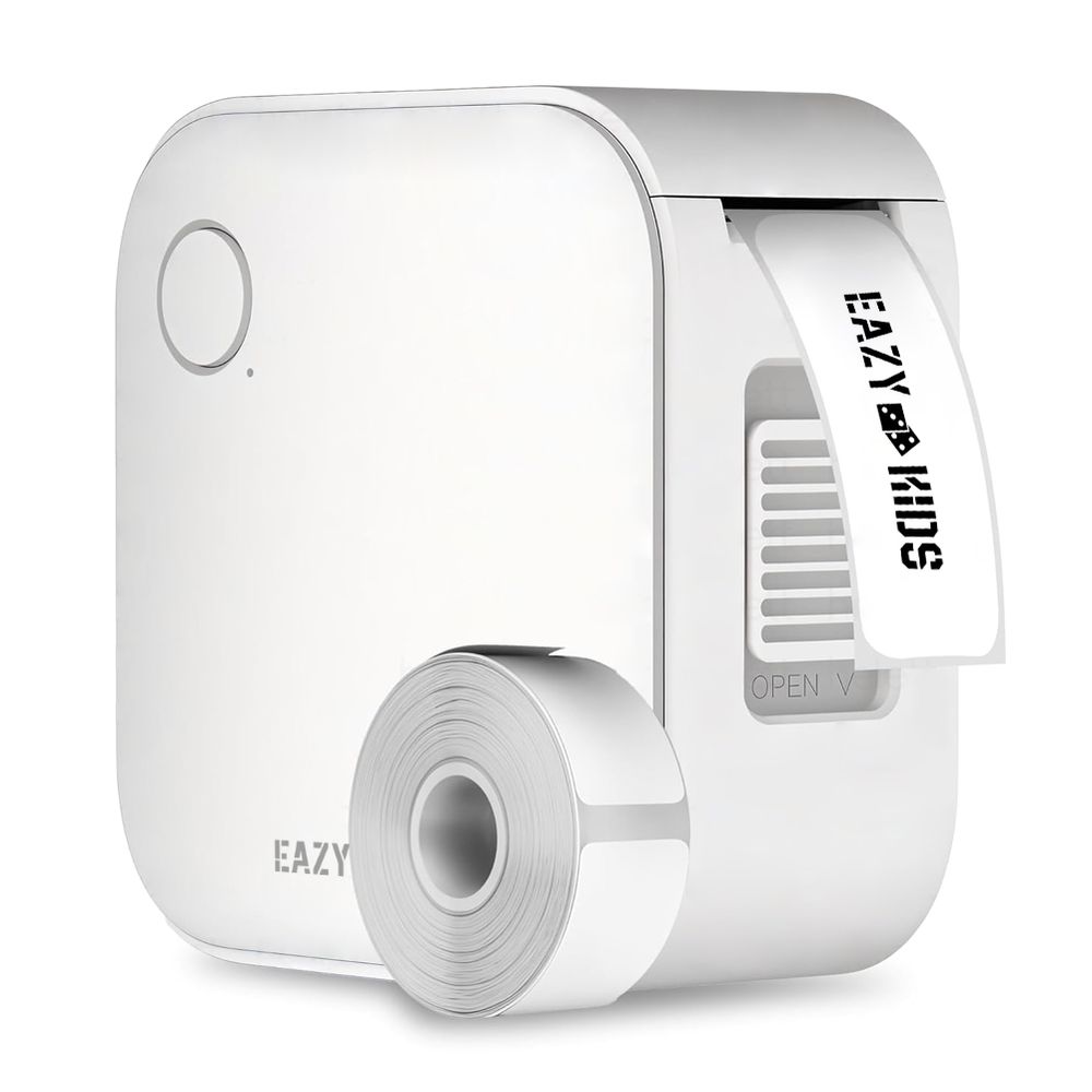 Eazy Kids - Mini Label Maker Printer with 180 Label Roll - White