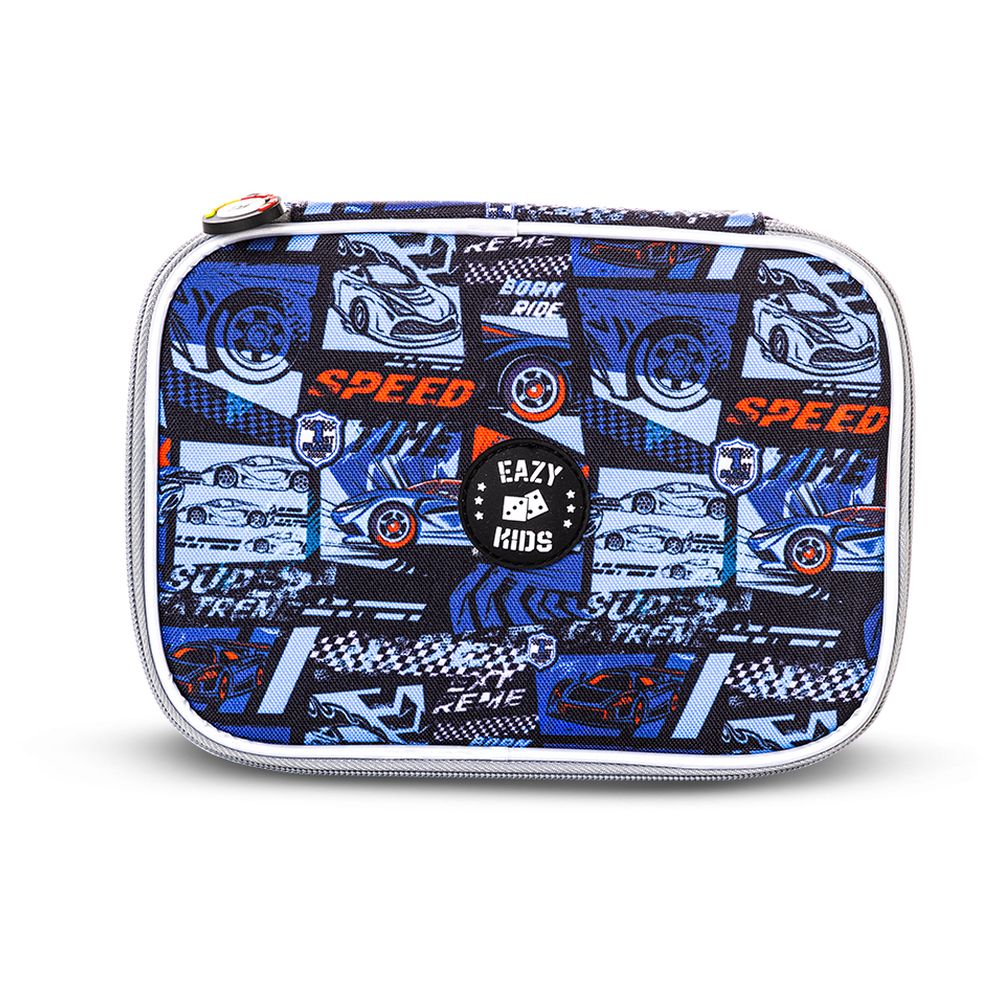 Eazy Kids - Personalized Backpack with Lunch Bag And Pencil Case - Car Racing