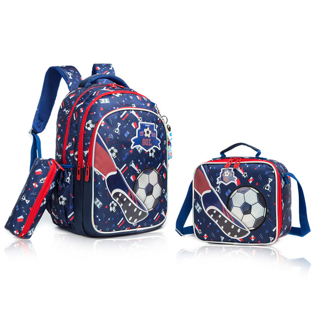 Eazy Kids - School Bag Combo Football - Set of 3 - Blue - 17-Inch/43.5cm