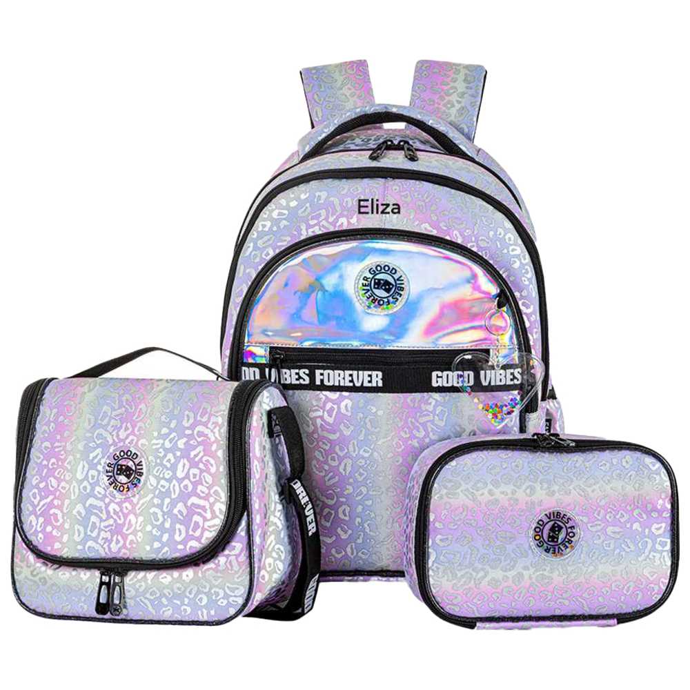 Eazy Kids - Personalized Backpack with Lunch Bag And Pencil Case - Good Vibes