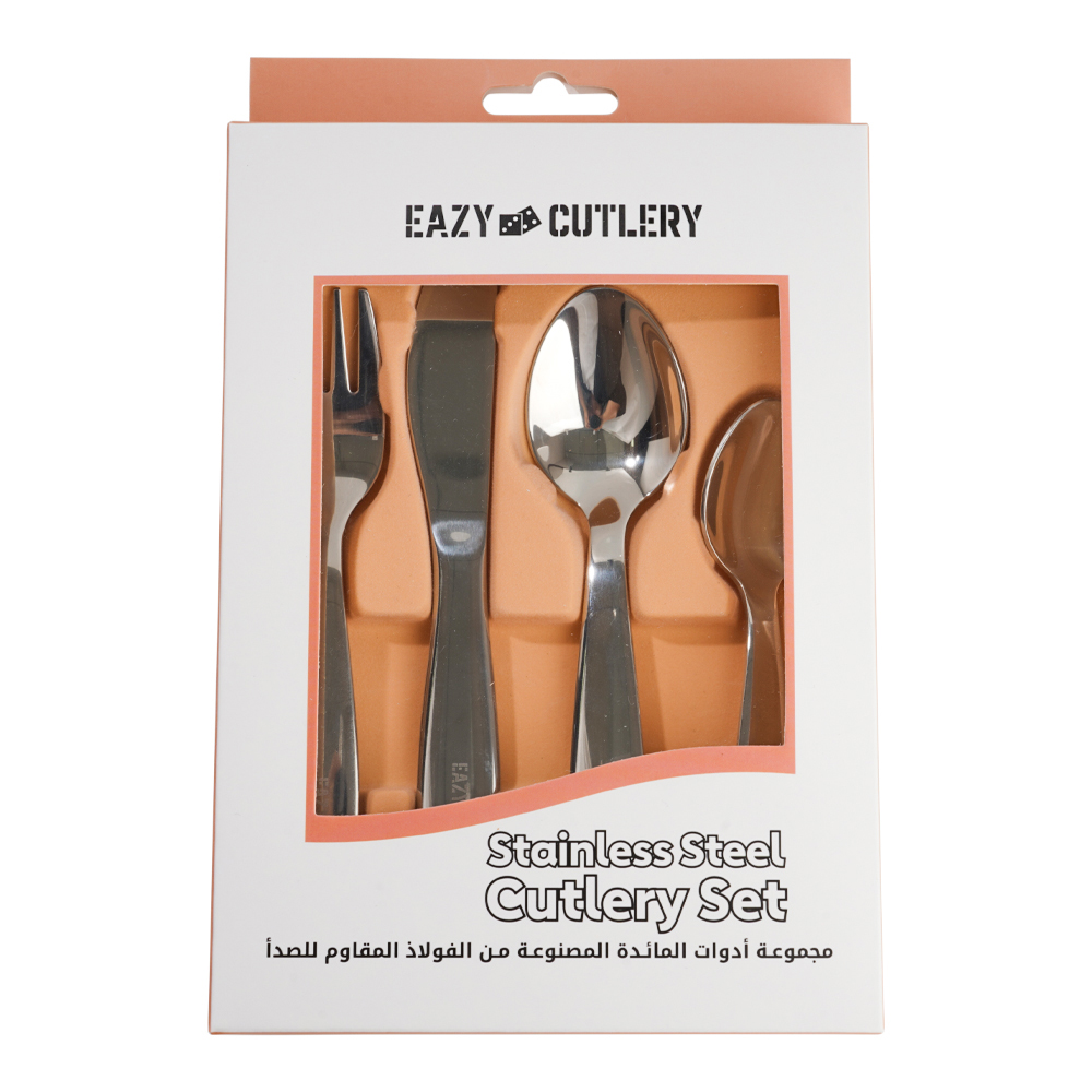 Eazy Kids - Stainless Steel Cutlery With Silicone Pouch - Grey - 4pcs