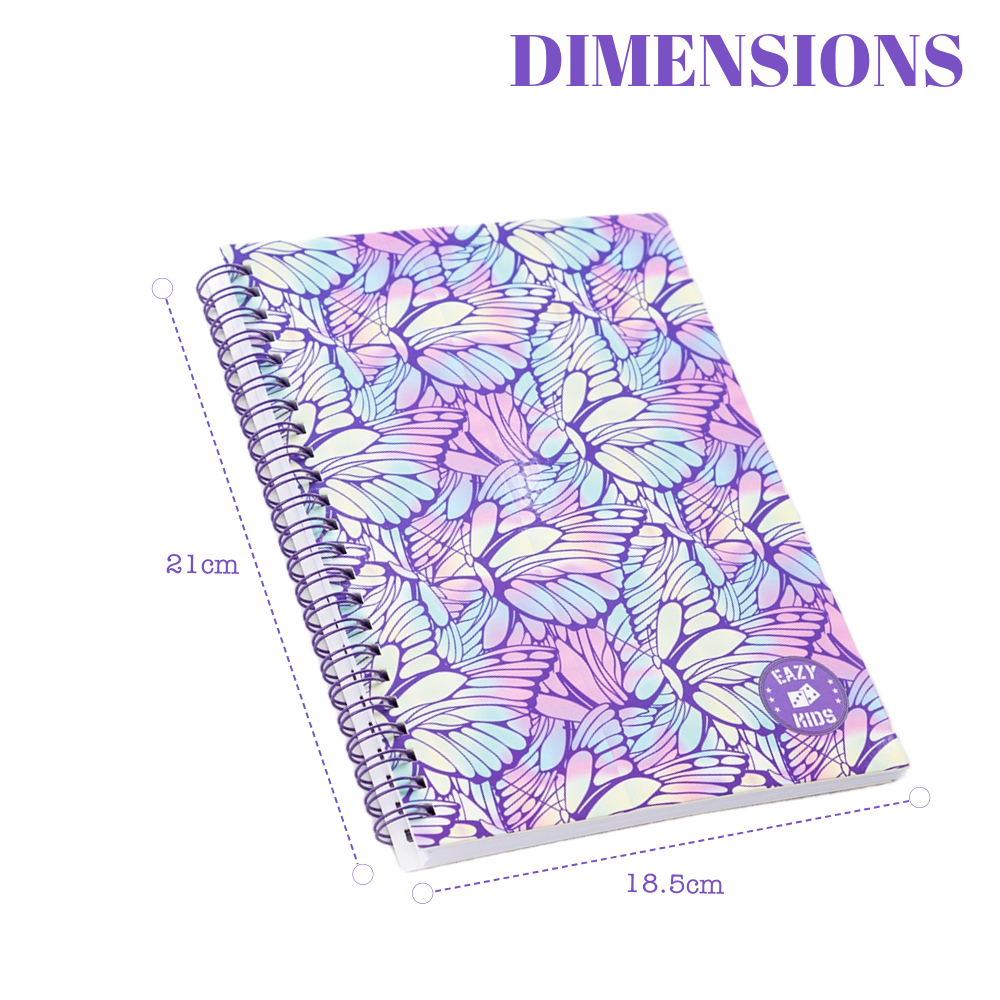 Eazy Kids - Butterfly Spiral Diary - Purple