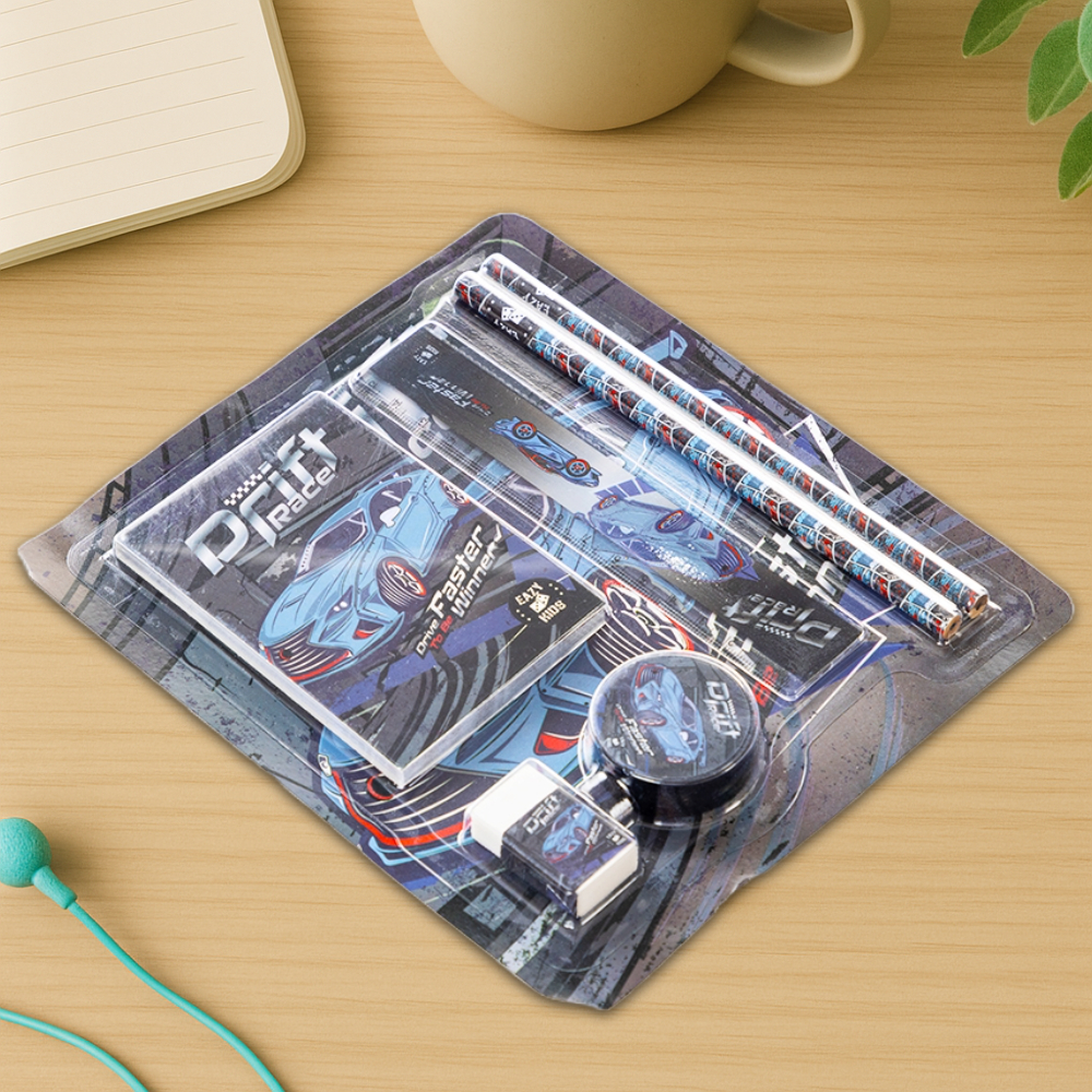 إيزي كيدز - مجموعة أدوات قرطاسية - سباق دريفت - أزرق