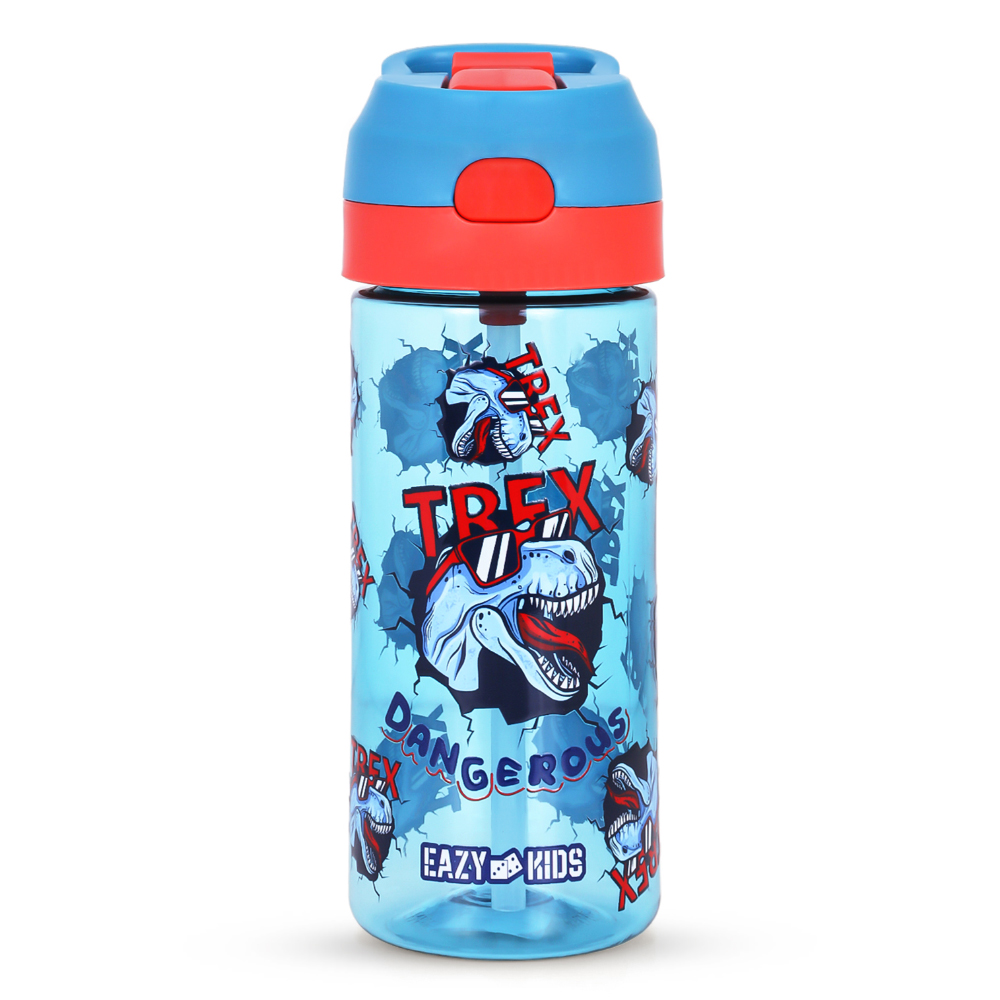 Eazy Kids - Tritan Water Bottle with Spray - Dino - Blue - 420ml