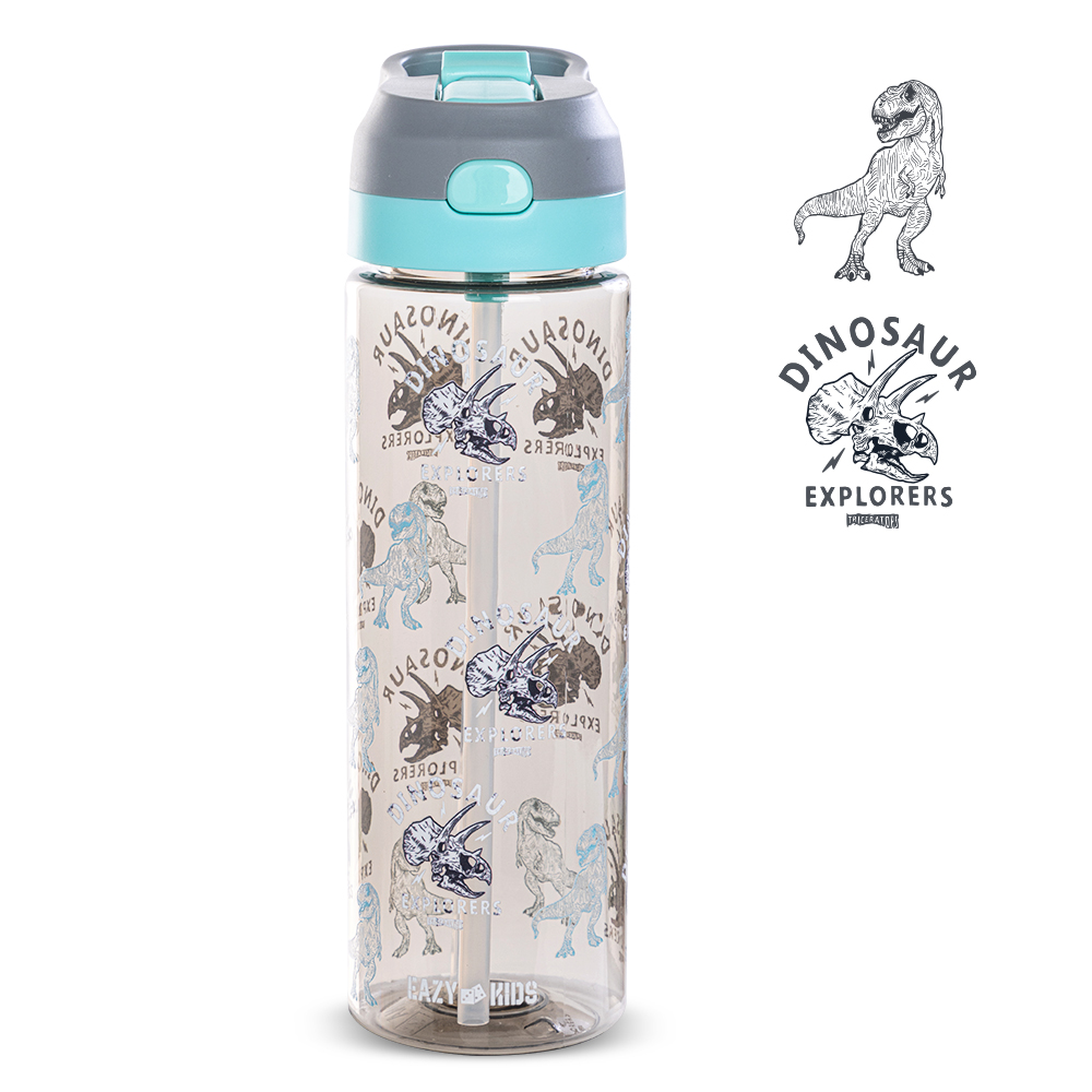 Eazy Kids - Tritan Water Bottle with Spray Function - Dinosaur Explorers - 750ml