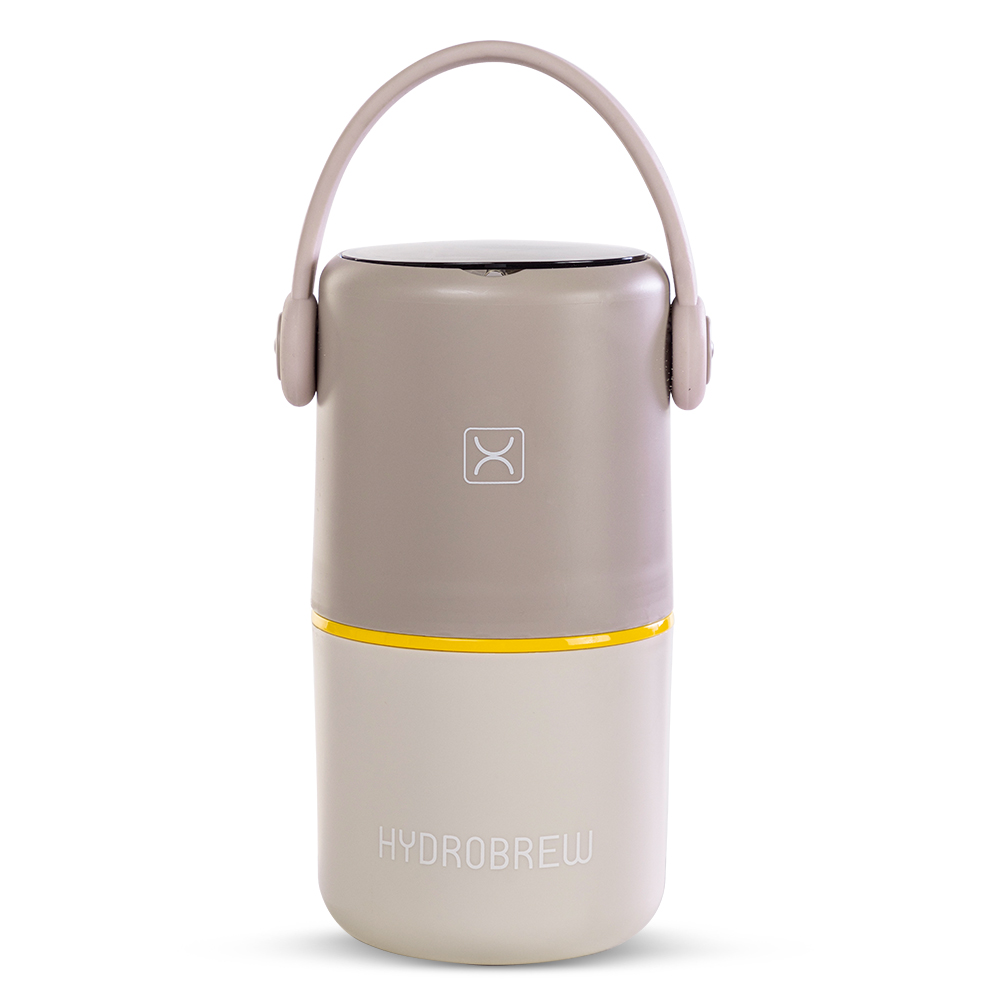 هايدروبرو - صندوق غداء ستانلس ستيل طبقتين مع ملعقة وشوكة قابلة للطي - رمادي/بني