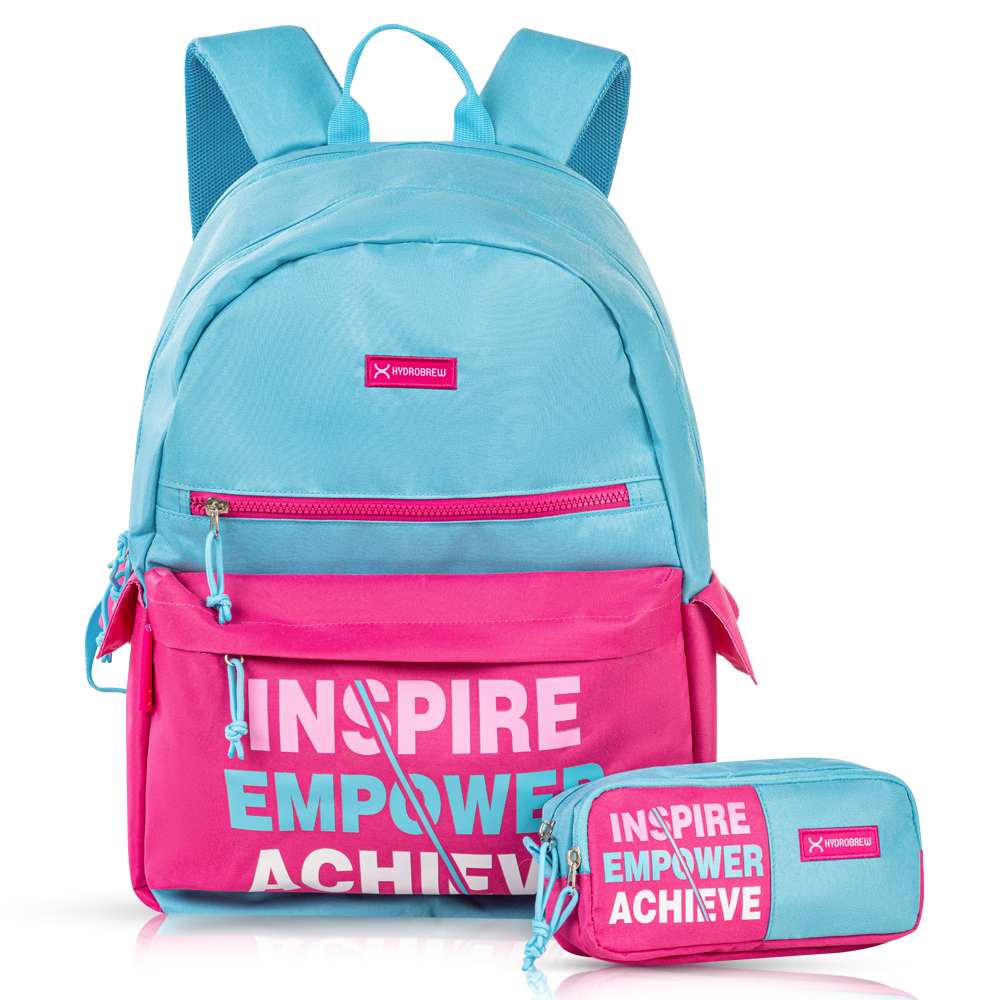 Hydrobrew - Backpack & Pencil Case - Pink - 18-Inch/46cm