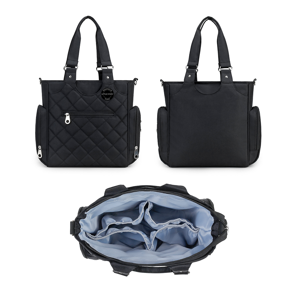 Little Story - Quilted Diaper Bag & Baby Essential Set - Multicolor - 7 Pcs