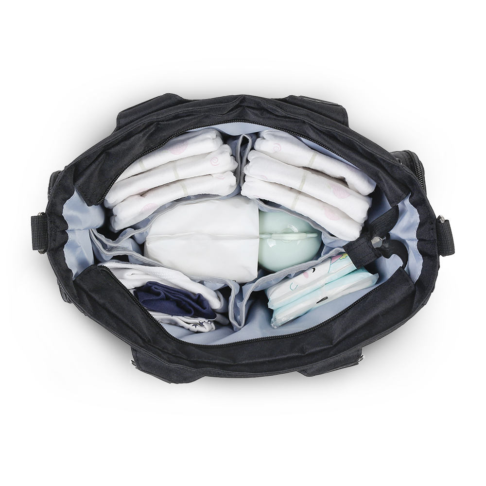 Little Story - Quilted Diaper Bag & Baby Essential Set - Multicolor - 7 Pcs