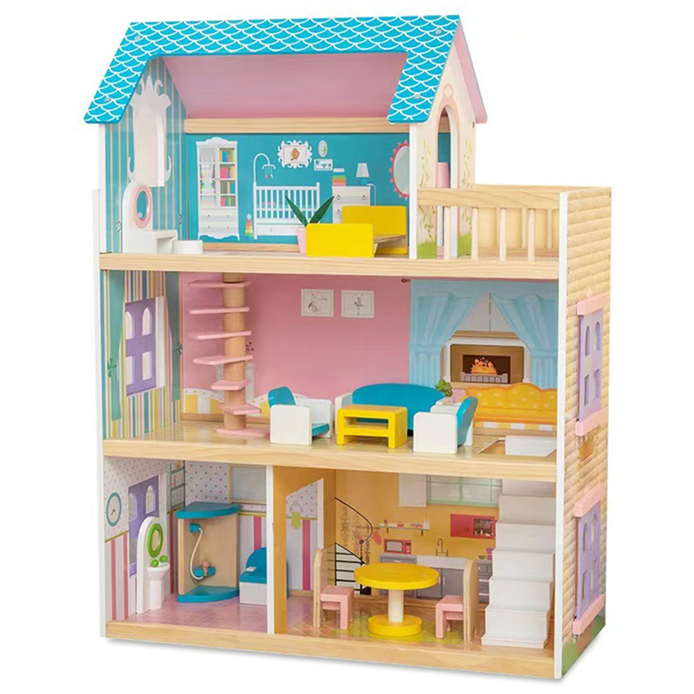 Little Story - Wooden Dollhouse 3 Floors - Multicolor