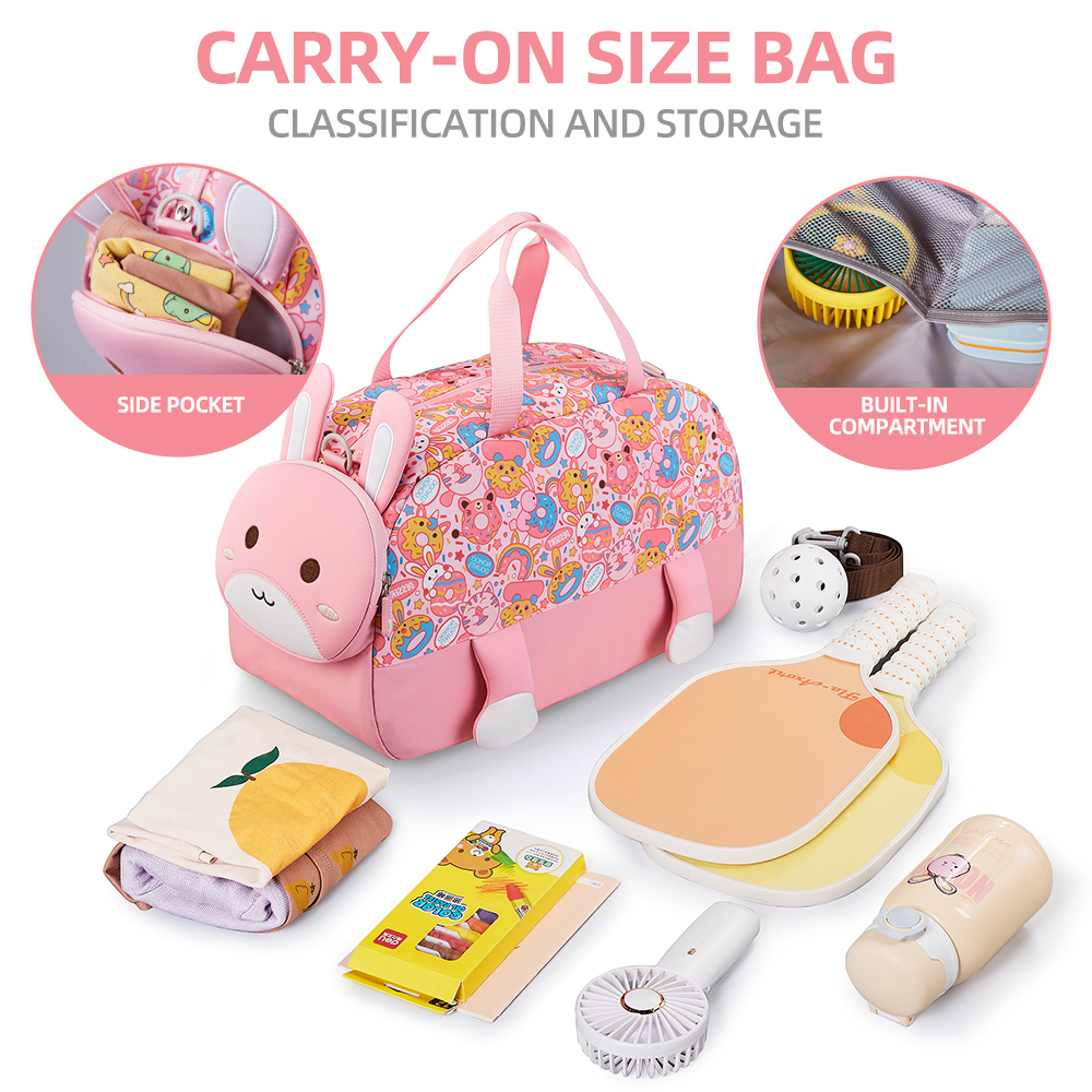 Nohoo - 3D Cute Rabbit Kids Duffle Bag/Activity Bag - Pink - 18-Inch/46cm