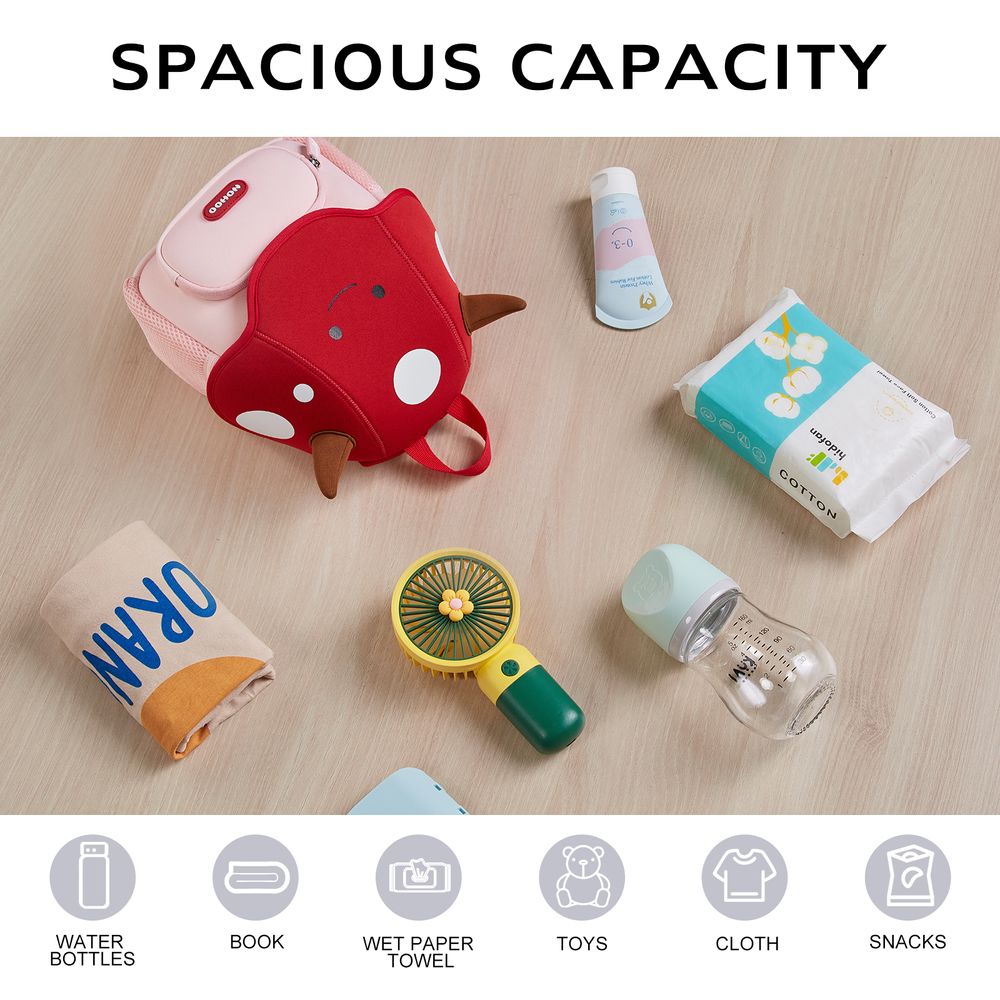 Nohoo - 3D Cute Angel Kids School Bag/Activity Bag - Red - 10-Inch/25.5cm