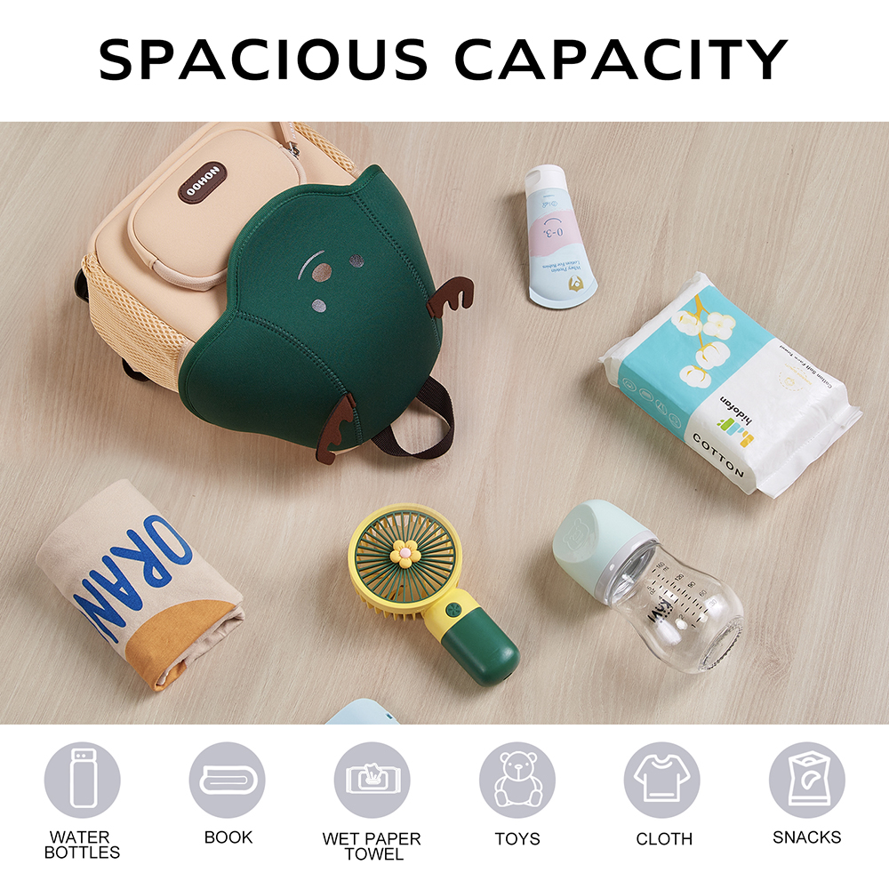 Nohoo - 3D Reindeer Kids School Bag/Activity Bag - Green - 10-Inch/25.5cm