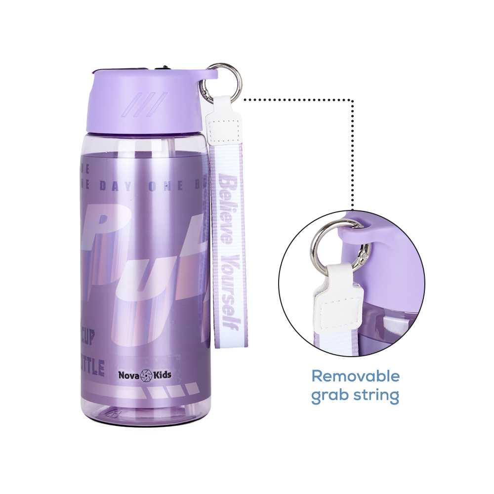 Nova Kids - Water Bottle 750ml with Grab String - Purple