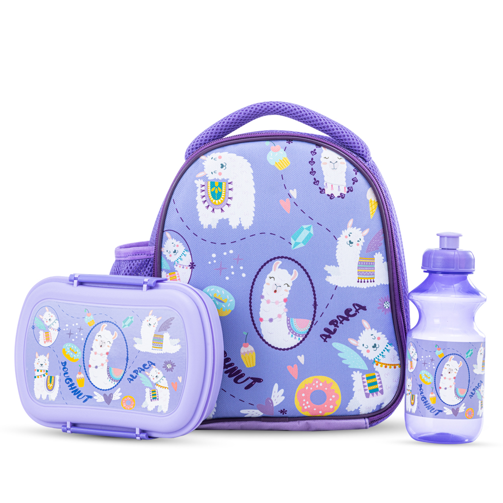 Nova Kids - Lunch Bag With Box & Water Bottle Set - Llama - 3 Pcs