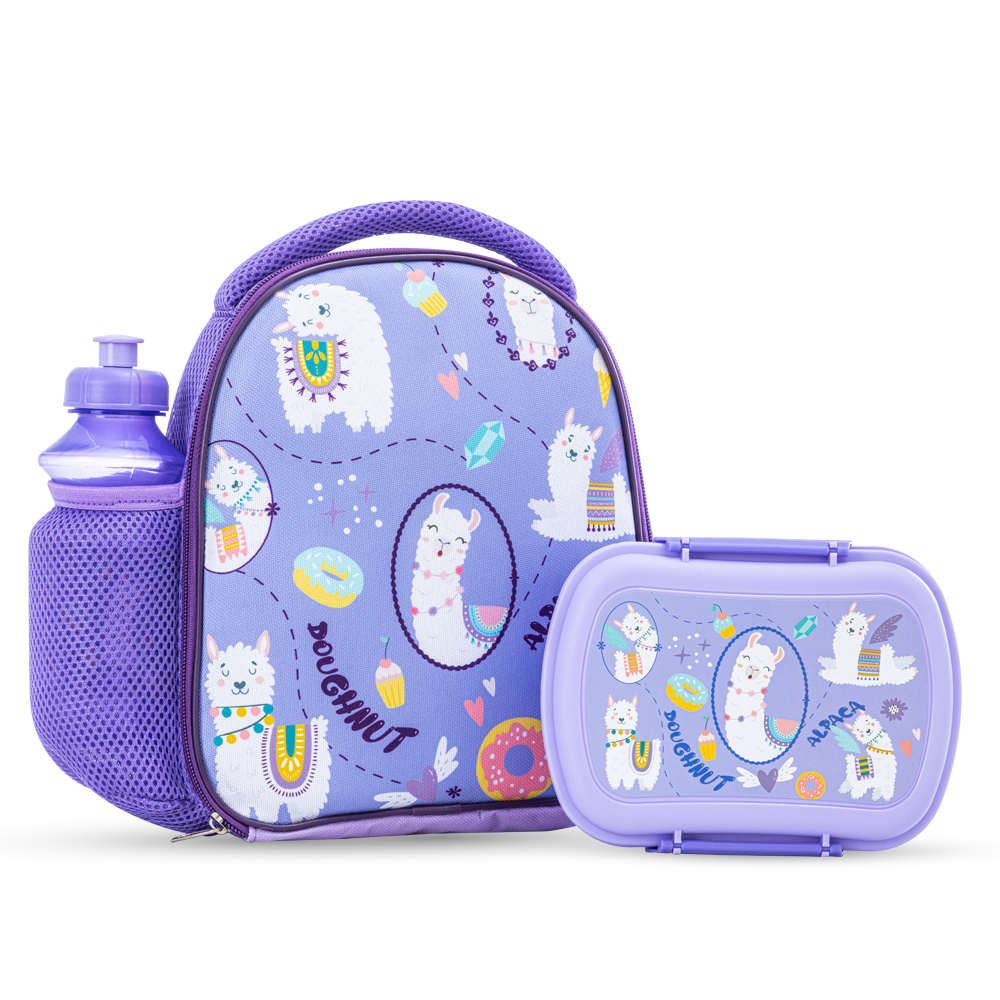 Nova Kids - Lunch Bag With Box & Water Bottle Set - Llama - 3 Pcs
