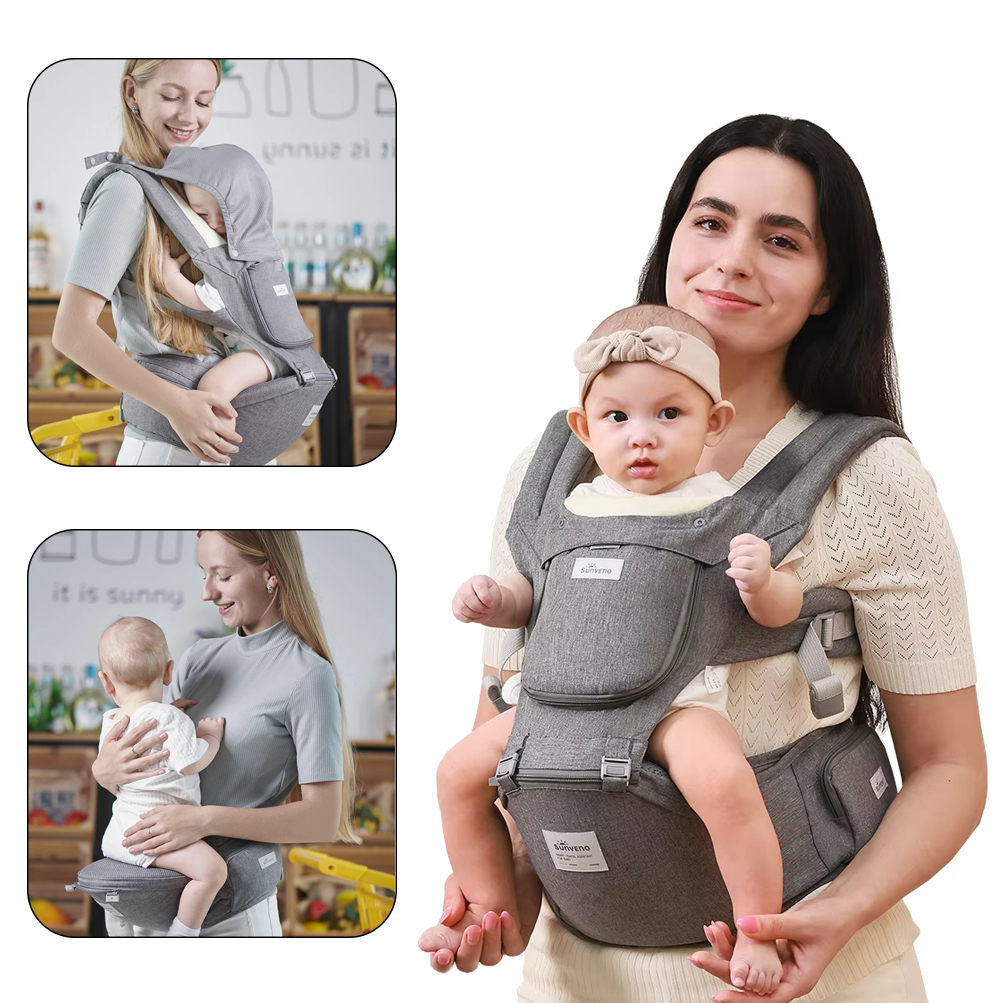 Sunveno - Baby Carrier With Infant Hip Seat - Grey