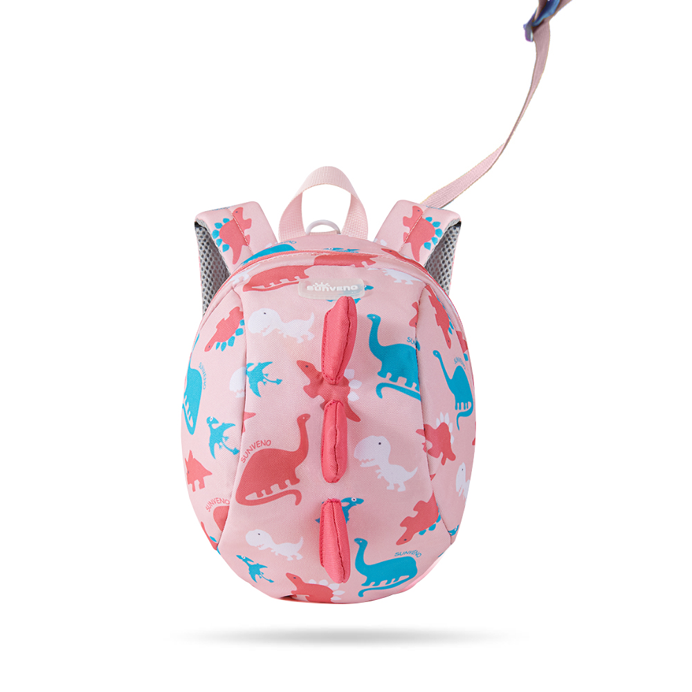 صن فينو - شنطة ظهر مع حزام أمان - وردي ديناصور - 10.6 إنش/27 سم