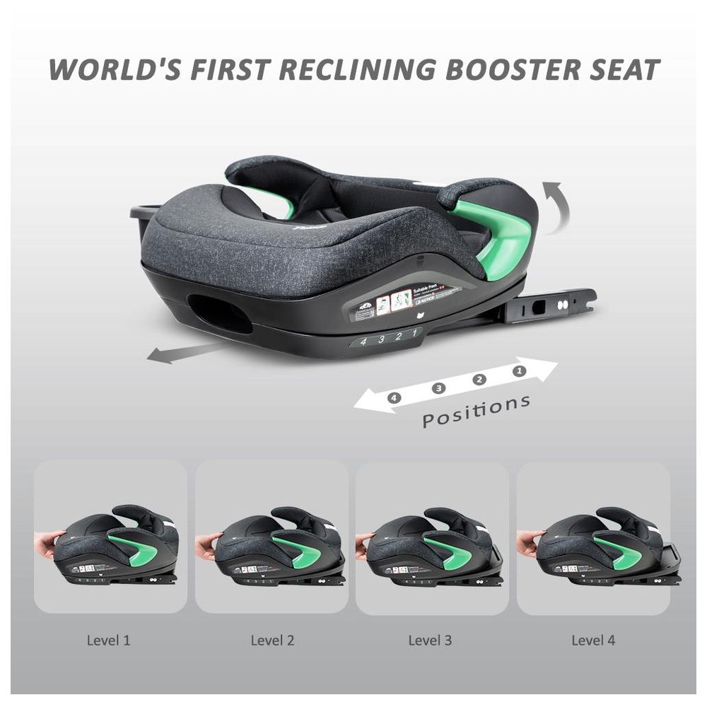 تيكنوم - مقعد سيارة داعم أي-سايز مع حامل أكواب - رمادي