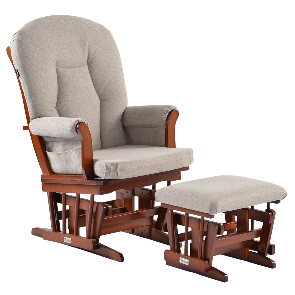 تكنوم - طقم كرسي انزلاقي فاخر مع مسند عثماني - بيج - قطعتين