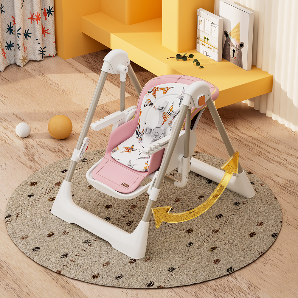 Teknum 5-in-1 Convertible Swing And High Chair - Pink