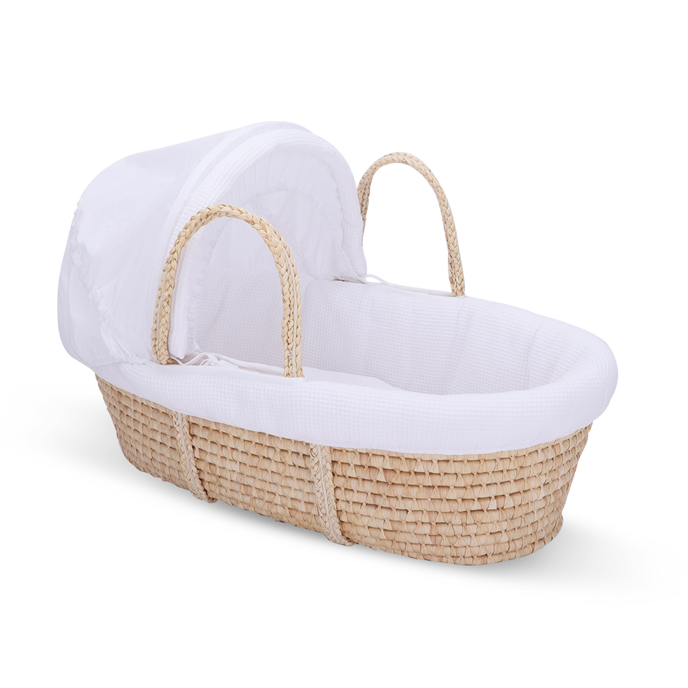Teknum - Moses Basket With Waffle Beddings And Mattress - Wooden Brown