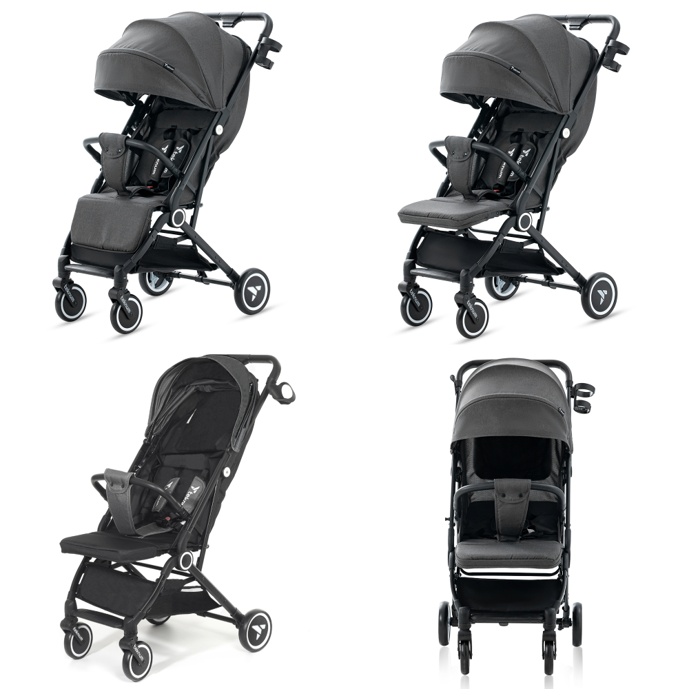 Teknum - Travel Cabin Stroller With Cup Holder - Slate Grey