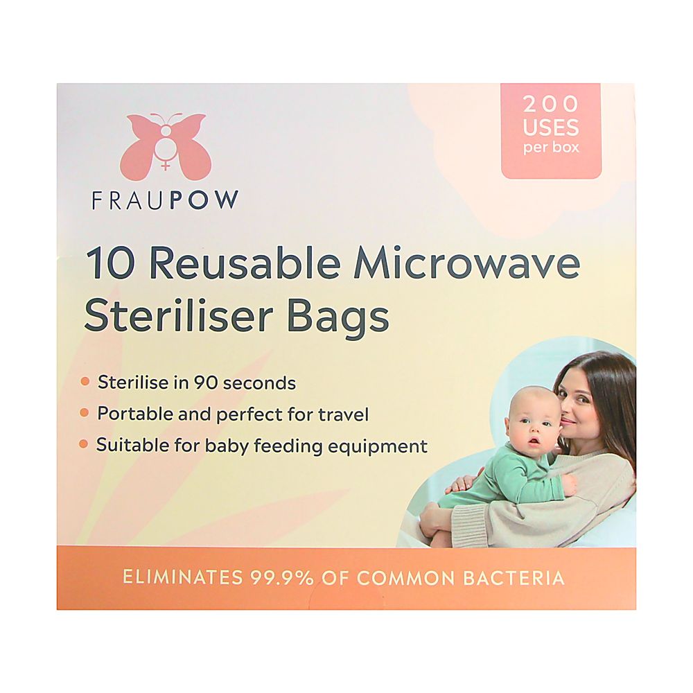 Fraupow - Reusable Microwave Steriliser Bags - Clear - Pack of 10