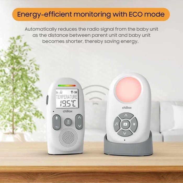 chillaxbaby Advanced Audio Baby Monitor With Nightlight, Temperature Sensor & Charging Pod - Cb360