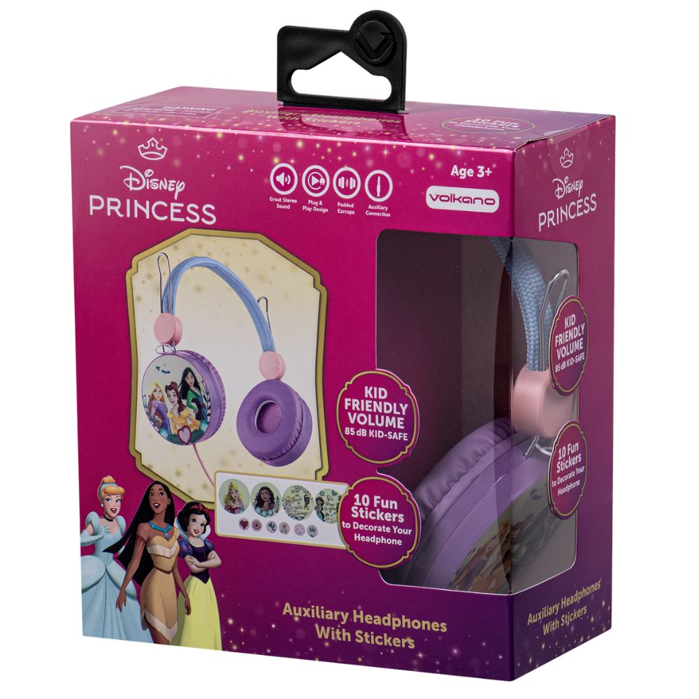 Volkano - Disney Princess Auxiliary Headphone With Stickers