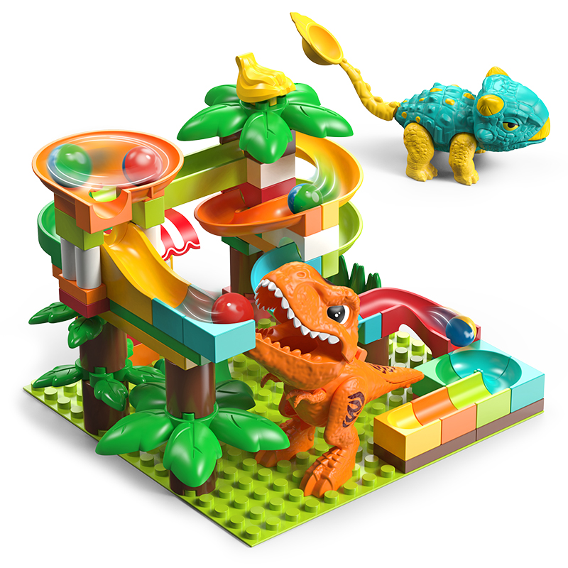 Feelo Dinosaur Ejection Slide Big Building Block Set - Multicolor - 85 Pcs