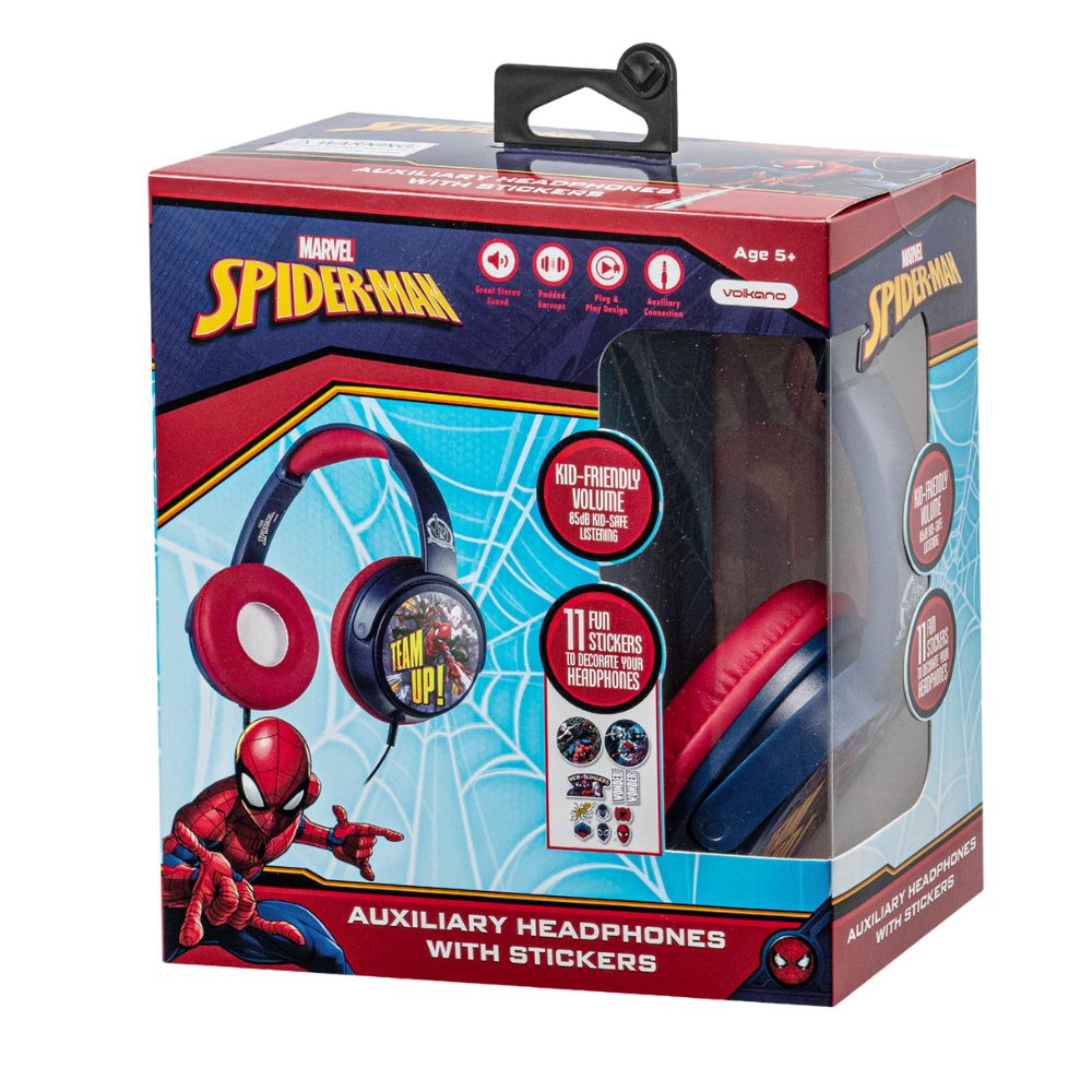 Volkano - Marvel Spider-Man Auxiliary Headphone With Stickers