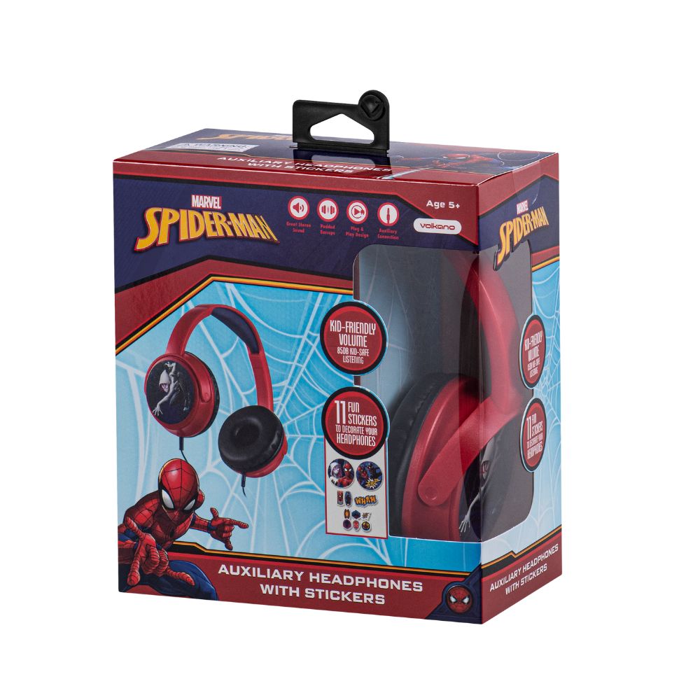 Volkano - Marvel Spiderman Padded Aux Headphone With Stickers