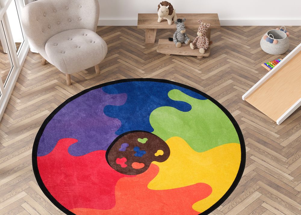 Edu Fun - Puzzle Round Carpet - Multicolor - 200 cm
