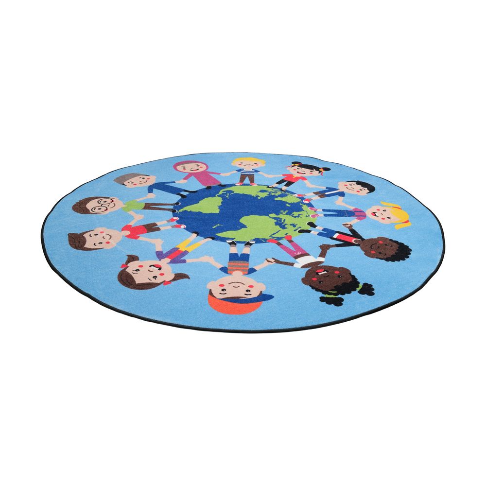 Edu Fun - People Around The World Round Carpet - Multicolor - 200 cm