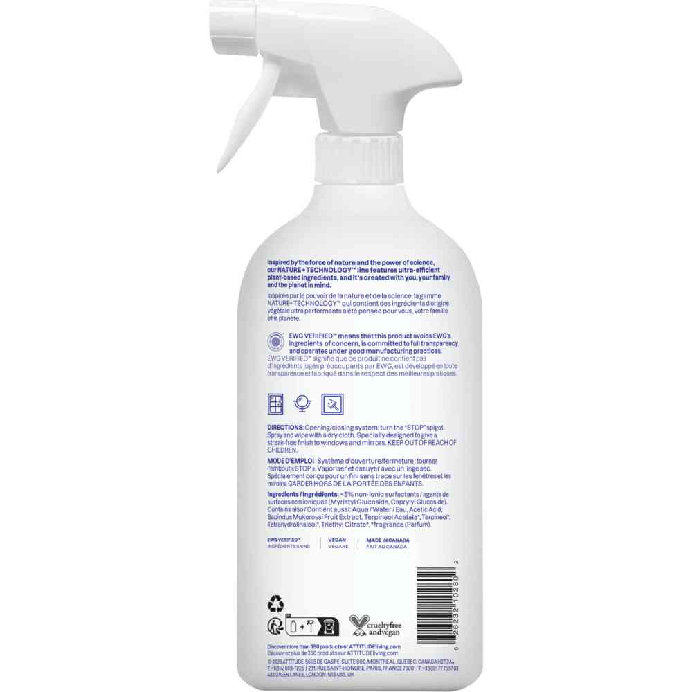 Attitude Nature+ Technology Window And Mirror Cleaner - Citrus Zest - 800 ml