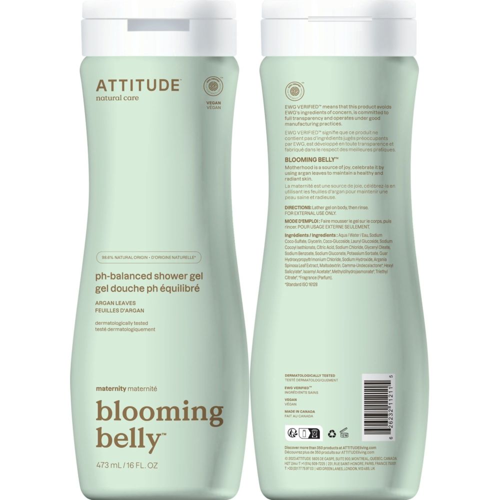 Attitude Blooming Belly ph-Balanced Shower Gel - Argan Leaves - 473 ml